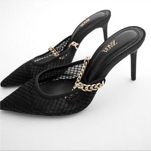 ZARA MESH HEELS WITH CHAIN (7.5 Size)